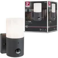 Paulmann Wandarmaturen voor buiten Tubs Schemergestuurde bewegingsmelder (IR) IP44 rond 105x175 mm max. 15W 230V Grijs mat Metaal, Kunststof