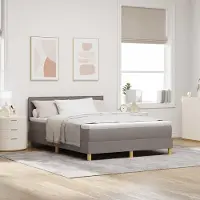 Prolenta Maison Exclusive - LED boxspringbed met hoofdeinde, taupekleurig, 140 x 190 cm, gestoffeerd