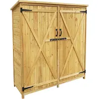 Wiltec tuinhuis met dubbele deur, 1350x500x1540 mm, gemaakt van vurenhout, met bitumen dak, geschikt voor tuin, terras en balkon. Opslagruimte, tuinhuis, schuur, houten huis, gereedschapskast