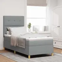 Prolenta Maison Exclusive - LED boxspringbed met hoofdeinde, lichtgrijs, 90 x 200 cm, gestoffeerd