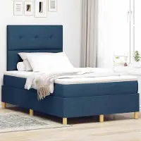 Prolenta Maison Exclusive - LED boxspringbed met hoofdeinde, blauw, 120 x 200 cm, gestoffeerd