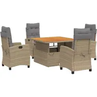 vidaXL 5-delige Tuinset met kussens poly rattan beige