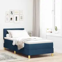 Prolenta Maison Exclusive - LED boxspringbed met matras, blauw, 100 x 200 cm, textiel