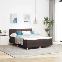Prolenta Maison Exclusive - LED boxspringbed met hoofdeinde, donkerbruin, 140 x 200 cm, gestoffeerd