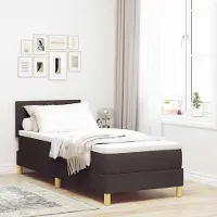 Prolenta Maison Exclusive - LED boxspringbed met hoofdeinde, donkerbruin, 80 x 200 cm, gestoffeerd