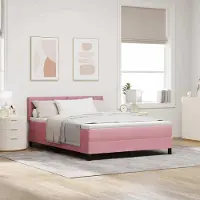 Prolenta Maison Exclusive - LED boxspringbed met LED-lichtstrips, roze, 140 x 200 cm, fluweel