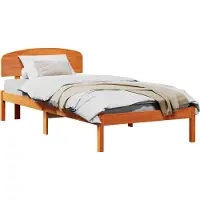 Syfax Bedframe met hoofdeinde Wasbruin 80 x 200 cm Massief grenenhout
