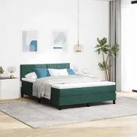 Prolenta Maison Exclusive - LED boxspringbed met hoofdeinde, donkergroen, 140 x 200 cm, fluweel
