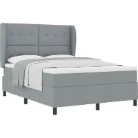vidaXL Boxspring bed met hoofdeinde Lichtgrijs 140 x 200 cm Stof