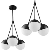 Toolight Hanglamp Zwart Glas Milky Ball APP687-3CP