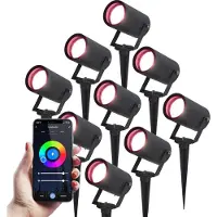 HOFTRONIC™ 9x Smart WiFi Prikspot Spikey aluminium zwart RGBWW IP65 - Tuin spots, spots bodem buiten
