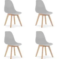 Leobert Set van 4 Eetkamerstoelen KITO – Grijs – Beuken Poten – Kuipstoel met Kunststof Zitting – Tijdloos Design, Functioneel en Duurzaam, Geschikt voor Woonkamer, Eetkamer en Kantoor