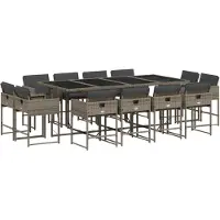 vidaXL 13-delige Tuinset met kussens poly rattan grijs