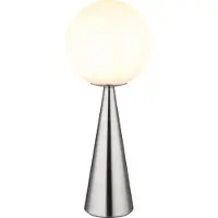 Globo Tafellamp Pinpal nikkel met wit bol glas