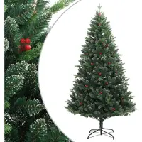 Syfax Kunstkerstboom met scharnieren en rode bessen 240 cm