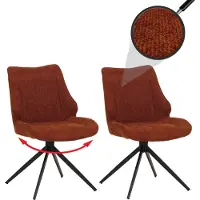 MCW Set van 2 eetkamerstoelen -O48, keukenstoel, draaibaar met automatische terugkeer, stof/textiel chenille (320 g/m²) Oeko-Tex ~ roodbruin