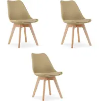 Leobert Stoel - - Mark - Donkerbeige / Natuurkleurige poten - 49 x 52 x 82 cm - Set van 3