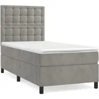 Syfax Boxspring met matras fluweel lichtgrijs 80x200 cm