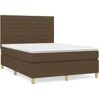 vidaXL Boxspring met matras stof donkerbruin 140x200 cm