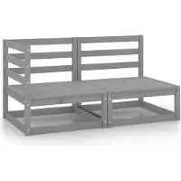 Syfax 2-delige Loungeset massief grenenhout grijs