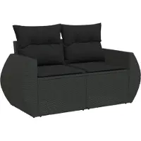 Syfax Tuinbank 2-zits met kussens poly rattan zwart