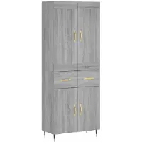 vidaXL Hoge kast 69,5x34x180 cm bewerkt hout grijs sonoma eikenkleurig