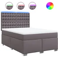 vidaXL Boxspring met matras kunstleer grijs 140x190 cm