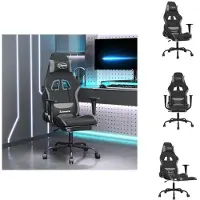 vidaXL Gamingstoel - Gamingstoelen - Televisiestoel - Racingstoel - Massage gamestoel met voetensteun stof zwart en lichtgrijs