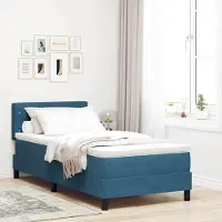 Prolenta Maison Exclusive - LED boxspringbed met LED-verlichting, donkerblauw, 90 x 200 cm, fluweel