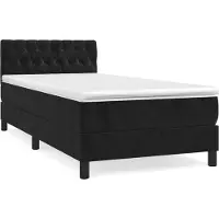 vidaXL Boxspring met matras fluweel zwart 90x200 cm