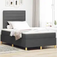 Prolenta Maison Exclusive - LED boxspringbed met hoofdeinde, donkergrijs, 120 x 190 cm, gestoffeerd