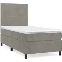 Syfax Boxspring met matras fluweel lichtgrijs 90x200 cm