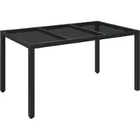 Syfax Tuintafel met glazen blad 150x90x75 cm poly rattan zwart