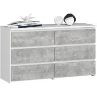 Akord Ladekast CL100 met 6 Lades / Furniture Factory / Wit – Beton Grijs / 100 x 57 x 35 cm