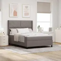 Prolenta Maison Exclusive - LED boxspringbed met hoofdeinde, taupekleurig, 140 x 190 cm, gestoffeerd
