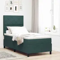 Prolenta Maison Exclusive - LED boxspringbed met hoofdeinde, donkergroen, 90 x 190 cm, fluweel