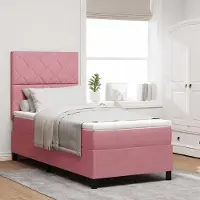 Prolenta Maison Exclusive - LED boxspringbed met hoofdeinde, roze, 90 x 190 cm, fluweel