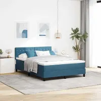 Prolenta Maison Exclusive - LED boxspringbed met hoofdeinde, donkerblauw, 140 x 190 cm, fluweel