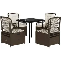 vidaXL 5-delige Tuinset met kussens poly rattan bruin