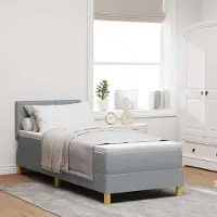 Prolenta Maison Exclusive - LED boxspringbed met hoofdeinde, lichtgrijs, 80 x 200 cm, gestoffeerd