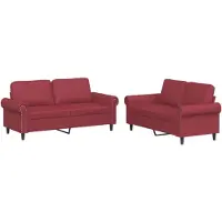 vidaXL 2-delige Loungeset met kussens kunstleer wijnrood