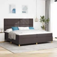 Prolenta Maison Exclusive - LED boxspringbed met hoofdeinde, donkerbruin, 200 x 200 cm, gestoffeerd