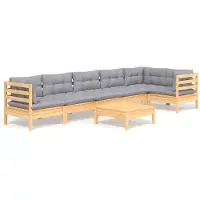 vidaXL 7-delige Loungeset met grijze kussens grenenhout