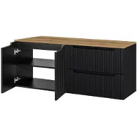 En.casa Wastafelonderkast Newport met lades en deuren 160x60x40 cm zwart en eikenkleurig []