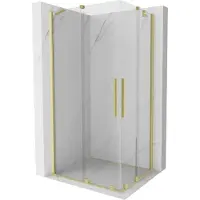 Mexen Velar Duo schuifdouchecabine 90 x 80 , transparant, geborsteld goud - 871-090-080-02-55