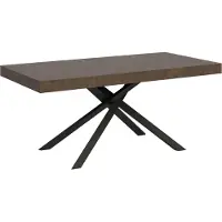 Ityhome - Verplaatsbare tafel 200/460x90 cm, model Karida, met notenhouten poten en een antracietkleurige blad