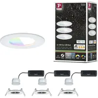 Paulmann LED inbouwspot Nova Coin Smart wit RGBW set van 3 stuks 7,8 cm Coin, dimbaar, wit / opaal, Woon-/ Eetkamer, Aluminium, Modern
