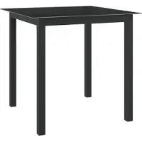 Syfax Tuintafel 80x80x74 cm aluminium en glas zwart