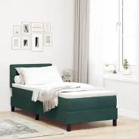 Prolenta Maison Exclusive - LED boxspringbed met hoofdeinde, donkergroen, 80 x 200 cm, fluweel