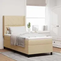 Prolenta Maison Exclusive - LED boxspringbed met hoofdeinde, crème kleur, 100 x 200 cm, gestoffeerd
